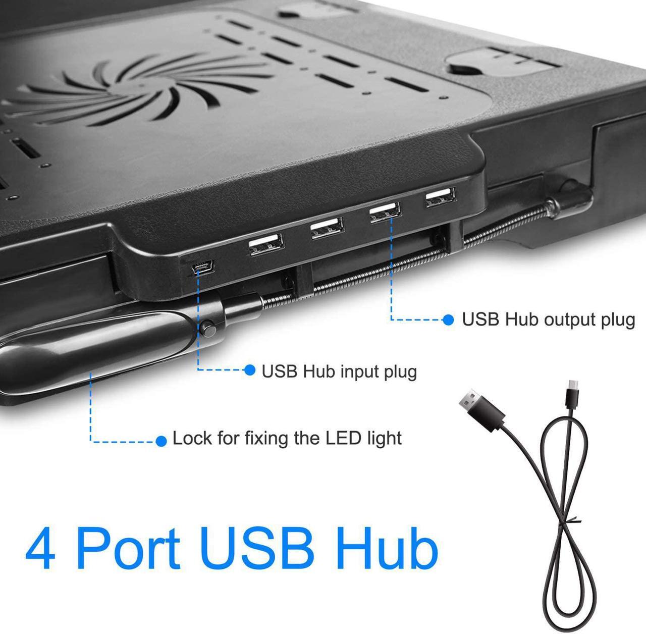 Alt view image 2 of 7 - Laptop Table Stand for Bed, Adjustable Laptop Desk for Bed, Portable Desktop Lap Desk with Cooling Fan and 4 USB Port, Foldable Computer Lap Desk for Bed Sofa Couch Floor(Black)