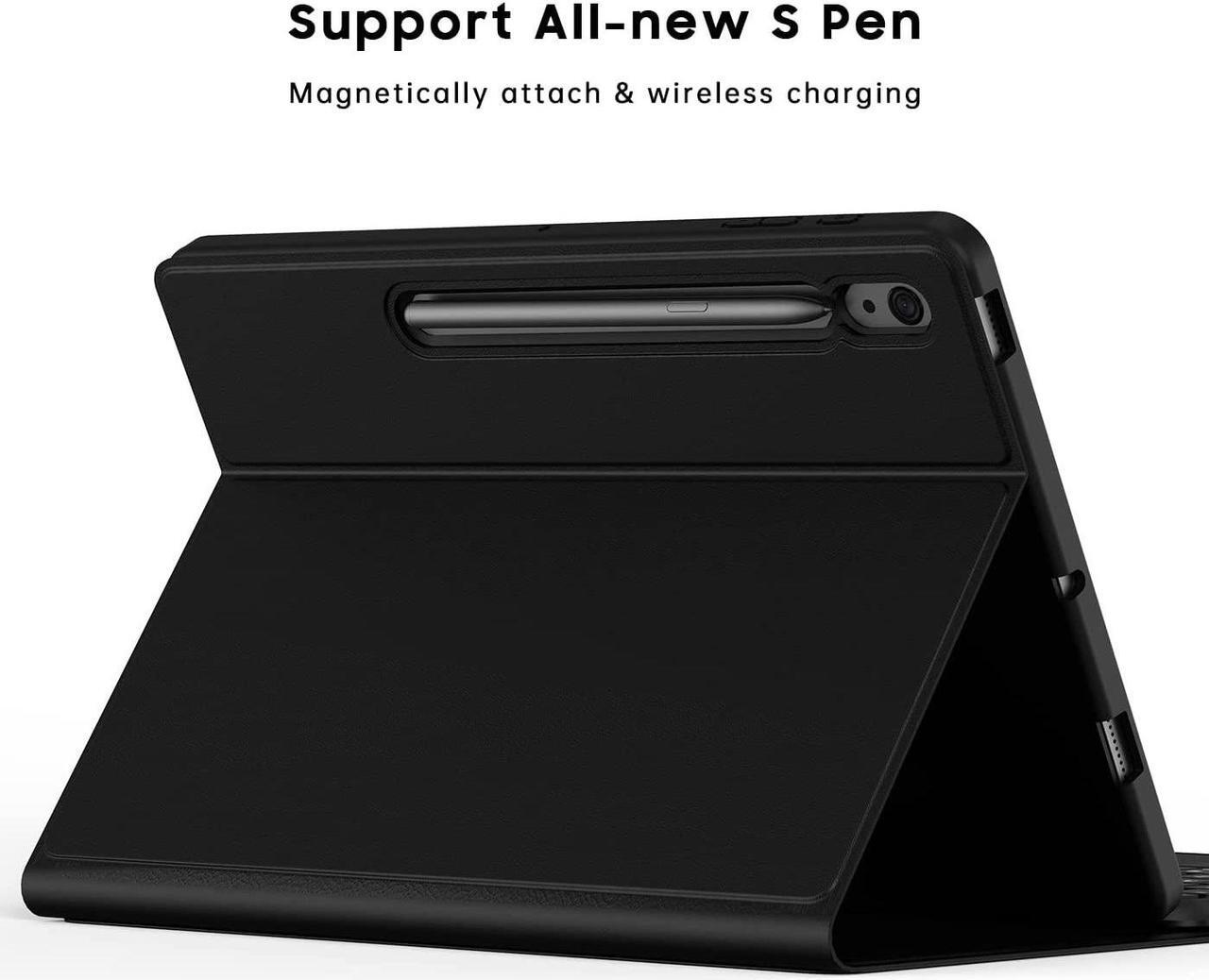 Alt view image 5 of 7 - For Samsung Galaxy Tab S7 FE / S7 Plus /S8+ 12.4 inch Case with Keyboard - Smart Detachable Wireless Touchpad Tablet Keyboard Cover - Tab S7 FE 2021/ S7+ 2020/S8+ Keyboard Case with S Pen Holder Black