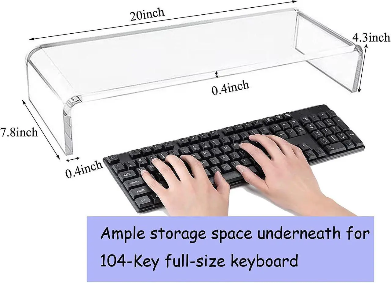 Alt view image 3 of 6 - Clear Acrylic Monitor Stand,Keyboard Cover Protector Anti-Cat Prevent Cats from Touching Keyboard,Stand for Laptop, 1525-001