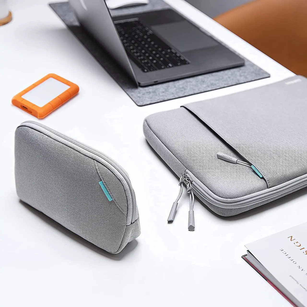 Alt view image 5 of 5 - tomtoc Recycled Portable Storage Pouch Bag Case Accessories Organizer Compatible with MacBook Laptop Charger, Mouse, Cables, Hub, Power Adapter, Power Bank, Toiletries, Cosmetics, Personal Items