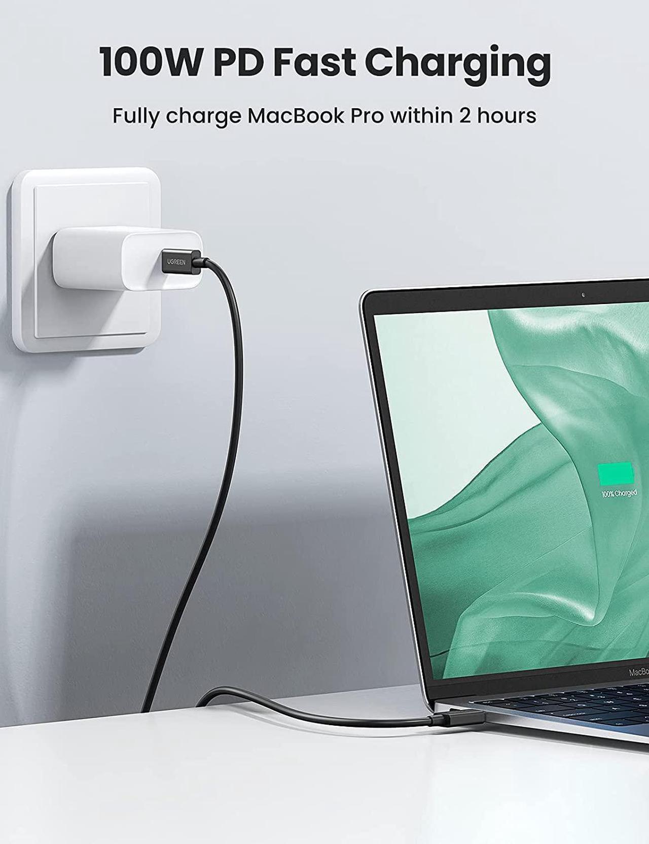 Alt view image 4 of 7 - UGREEN Thunderbolt 4 Cable, 2.6FT USB-C to USB-C Cable with 100W Fast Charging and 8K Video, Compatible with Thunderbolt 3, USB4 and USB-C, MacBook, eGpu, USB-C Docking Stations
