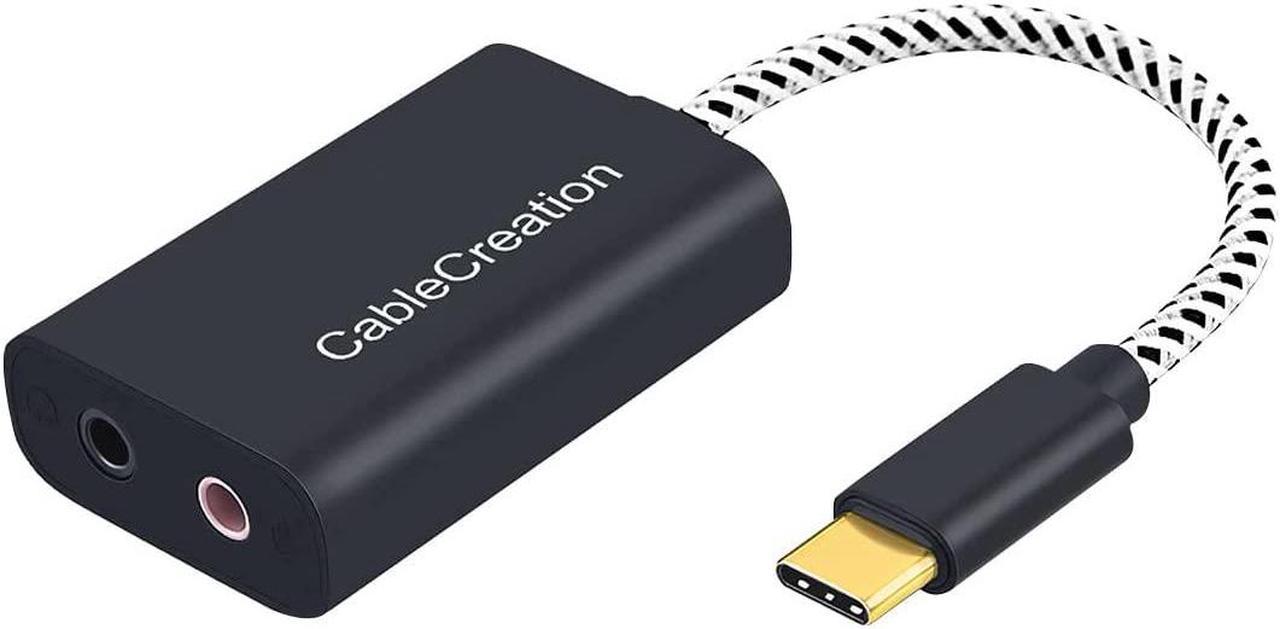 USB-C Audio Adapter, CableCreation 3.5mm External Stereo Sound Adapter Compatible with Windows, Mac, mac OS, Linux, Plug and Play, Black