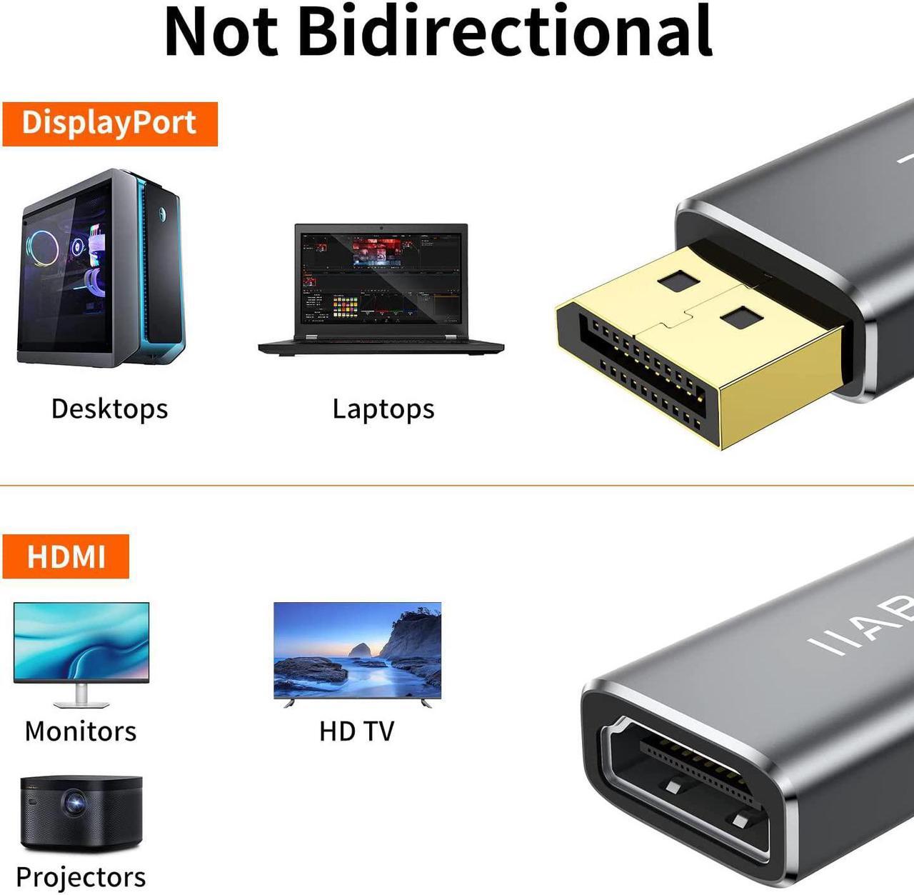 Alt view image 3 of 7 - Displayport to HDMI Adapter 4K 24K Gold Plated Displayport DP to HDMI Female ConverterUni-Directional Display Port to HDMI Converter Compatible for  HP  &More- Grey