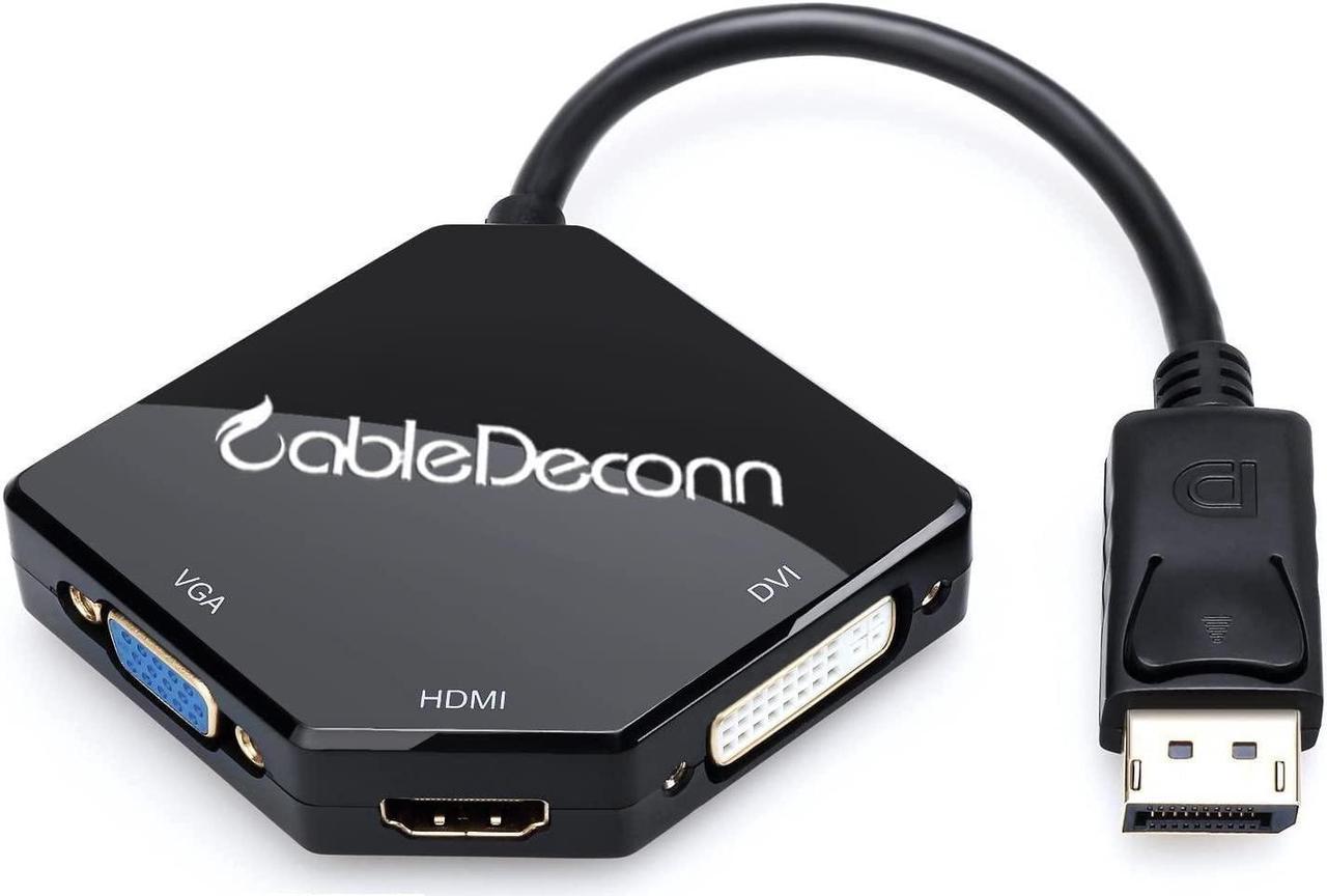 CABLEDECONN Multi-Function Big DisplayPort DP2 to HDMI VGA DVI Cable Converter Adapter