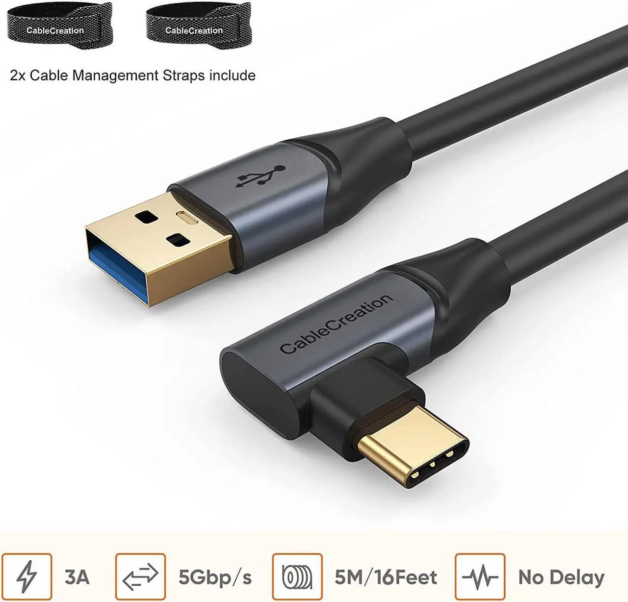 Alt view image 7 of 7 - Quest 2 Link Cable 16 FT USB 3.1 to USB C Cable 5 Gbps Quest Link Cable VR Compatible with Oculus Quest 2 Virtual Reality Headsets Gaming PC 5 Meters