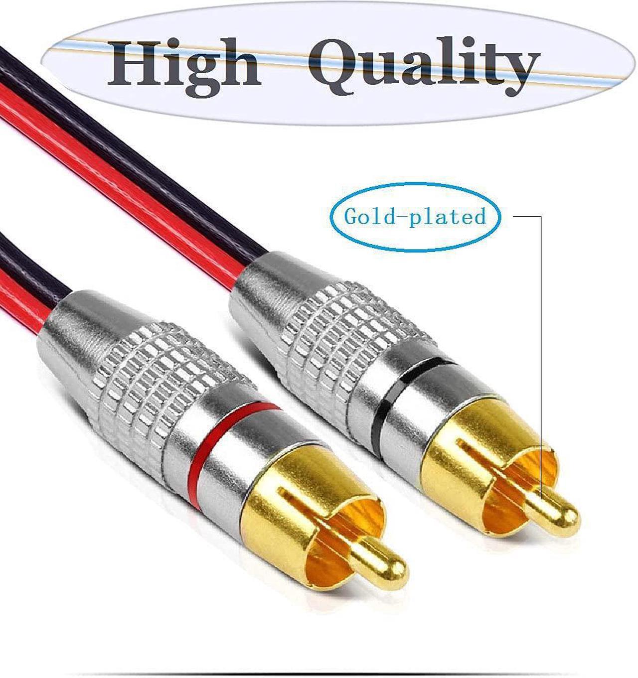 Alt view image 3 of 7 - Speaker Cable Bare Wire to RCA Male Plug Adapter 2PCS RCA Connector to Speaker Wire Adapter Audio Open End for Amplifiers Speaker(3ft)