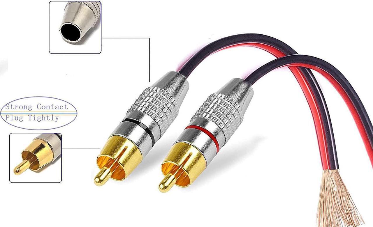 Alt view image 2 of 7 - Speaker Cable Bare Wire to RCA Male Plug Adapter 2PCS RCA Connector to Speaker Wire Adapter Audio Open End for Amplifiers Speaker(3ft)