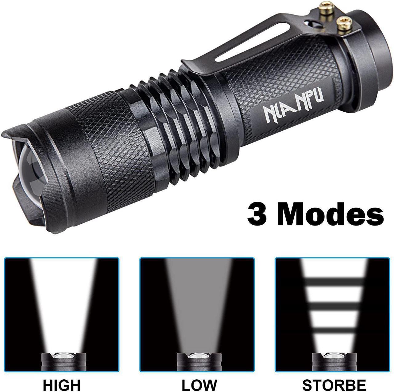 Alt view image 3 of 6 - 5 Pack SK-68 3 Modes Handheld Mini Cree Q5 LED Flashlight Torch Tactical Lamp 7w 300lm Adjustable Focus Zoomable Light