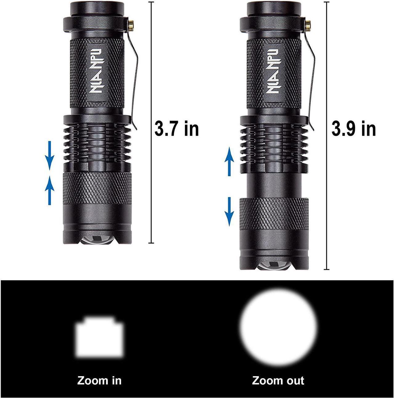 Alt view image 4 of 6 - 5 Pack SK-68 3 Modes Handheld Mini Cree Q5 LED Flashlight Torch Tactical Lamp 7w 300lm Adjustable Focus Zoomable Light