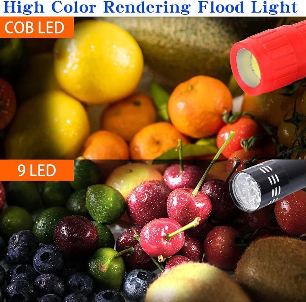 Alt view image 4 of 7 - 5 Pack Plastic Small Mini LED Flashlight COB Flashlights for Kids 100 Lumen with Batteries High CRI for Bright Flash Light Christmas Gifts Stocking Stuffers
