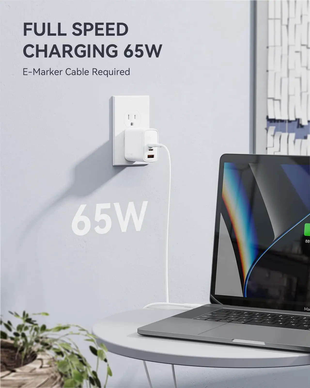 Alt view image 6 of 6 - USB C Charger 65W PPS 3-Port GaN Fast Charger Block Compact Foldable Wall Charger for MacBook Pro/Air  XPS 13 iPad Pro iPhone 14/13 Pro Max Galaxy S22 /S21 Pixel & More
