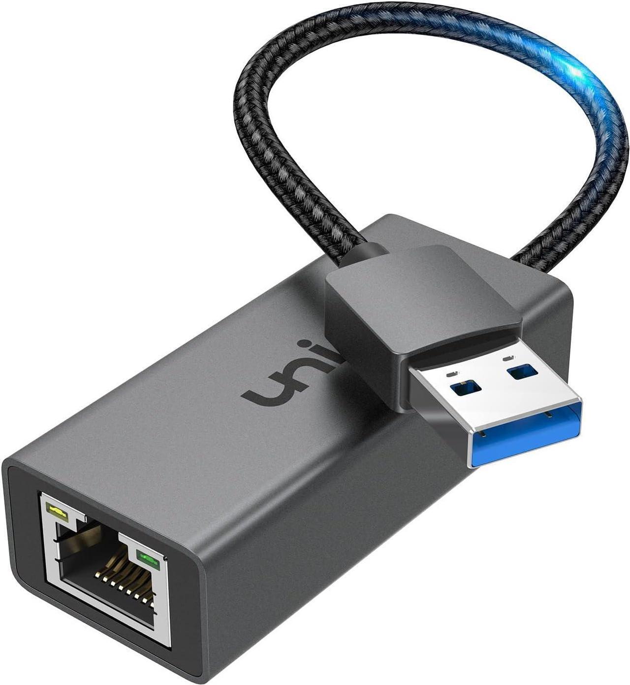 Main image of USB Ethernet Adapter, uni USB 3.0 to 100/1000 Gigabit Ethernet LAN Network Adapter for Gaming, Driver Free RJ45 Compatible with Nintendo Switch, Laptop, PC, Chrome OS, Windows 8/7/XP/10, macOS, Linux