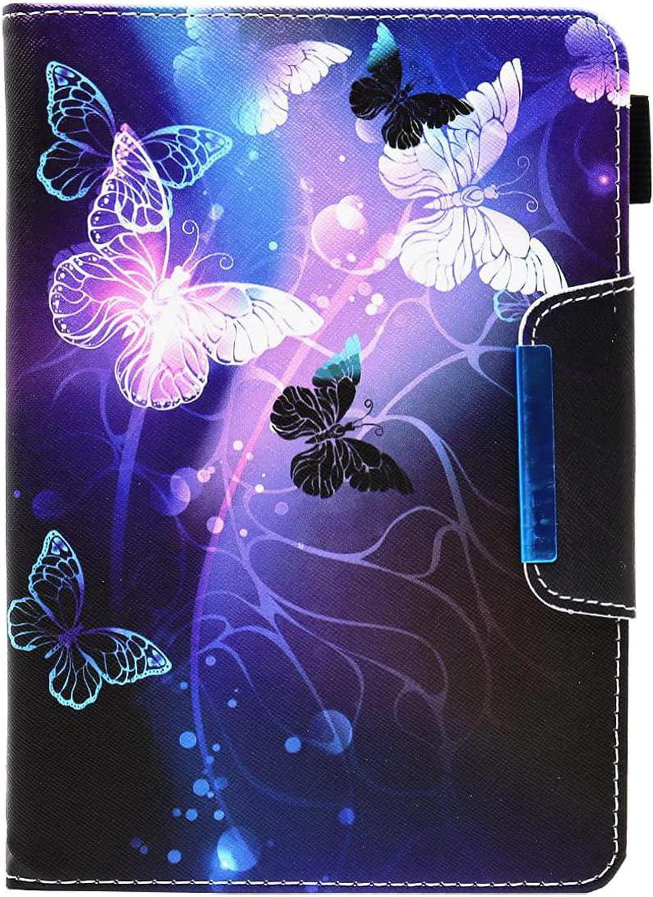 Alt view image 2 of 7 - Universal 10 10.1 Inch Android Tablet Case Multi-Angle Viewing Stand PU Leather Wallet Tablet Case for 9 10 10.1 inch and More 9.0 - 10.5 Tablet Purple Butterfly