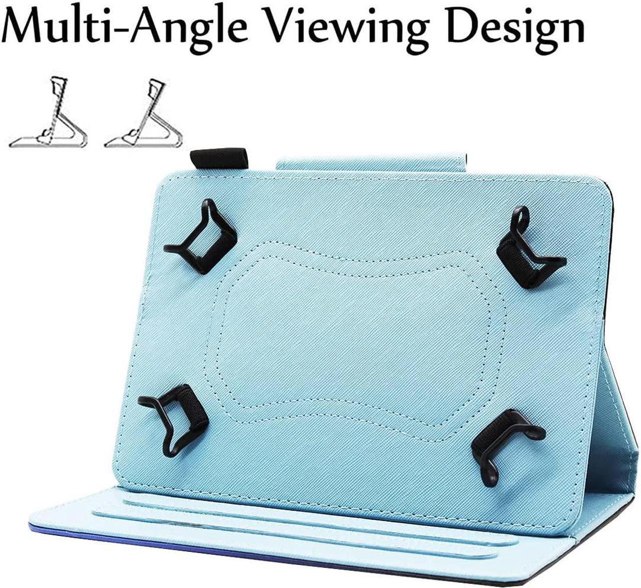 Alt view image 5 of 7 - Universal 10 10.1 Inch Android Tablet Case Multi-Angle Viewing Stand PU Leather Wallet Tablet Case for 9 10 10.1 inch and More 9.0 - 10.5 Tablet Purple Butterfly