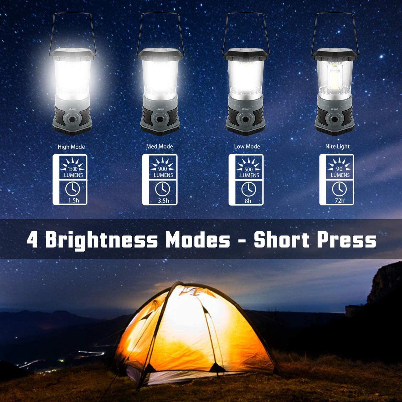 Alt view image 5 of 7 - LED Camping Lantern Battery Powered 1500 Lumen COB Camping Light 4*D Batteries(Included) Perfect for Camp Hiking Emergency Kit