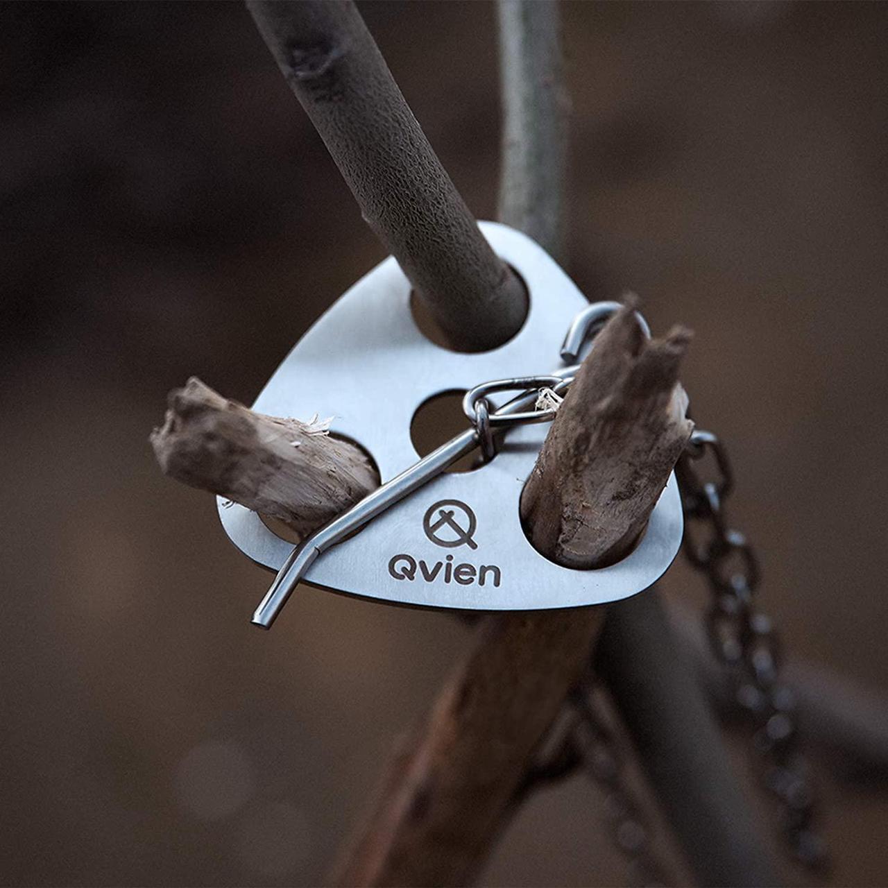 Main image of Camping Tripod board - Turn Branches into Campfire Tripod, Stainless Steel Campfire Support Plate with Adjustable Chain for Hanging Cookware - Perfect Camping Accessories for Outdoor Cooking