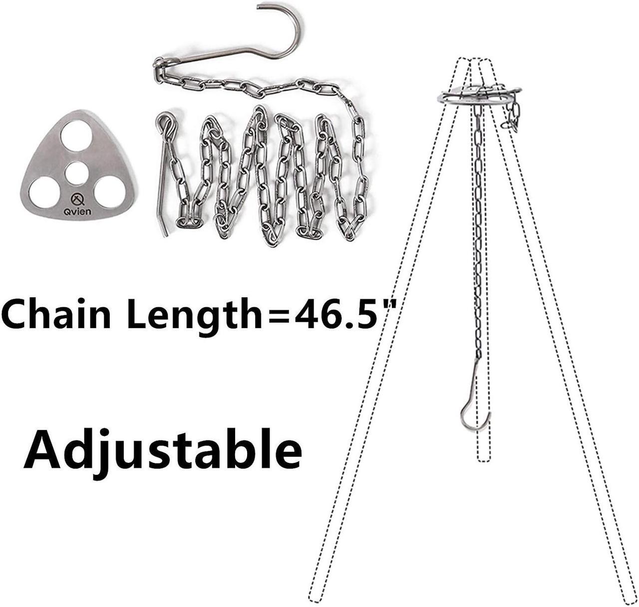 Alt view image 5 of 6 - Camping Tripod board - Turn Branches into Campfire Tripod, Stainless Steel Campfire Support Plate with Adjustable Chain for Hanging Cookware - Perfect Camping Accessories for Outdoor Cooking