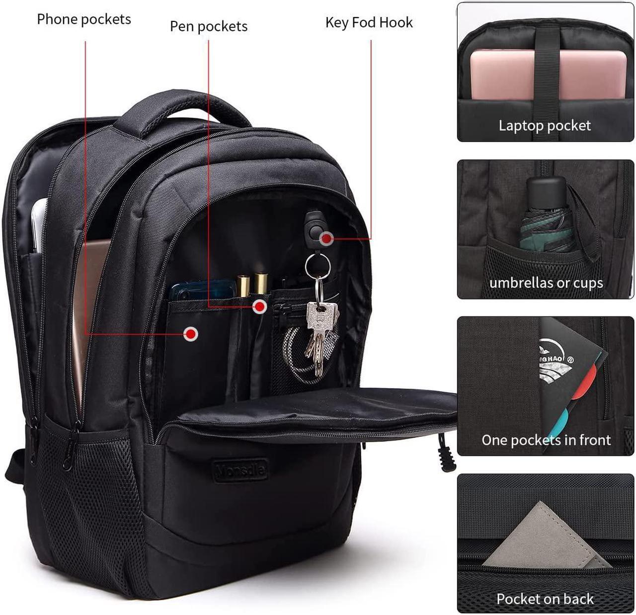 Alt view image 4 of 6 - Travel Laptop Backpack Anti Theft Backpacks with USB Charging Port Travel Backpacks Business Work Bag 15.6 Inch College Computer Bag for Men Women Black