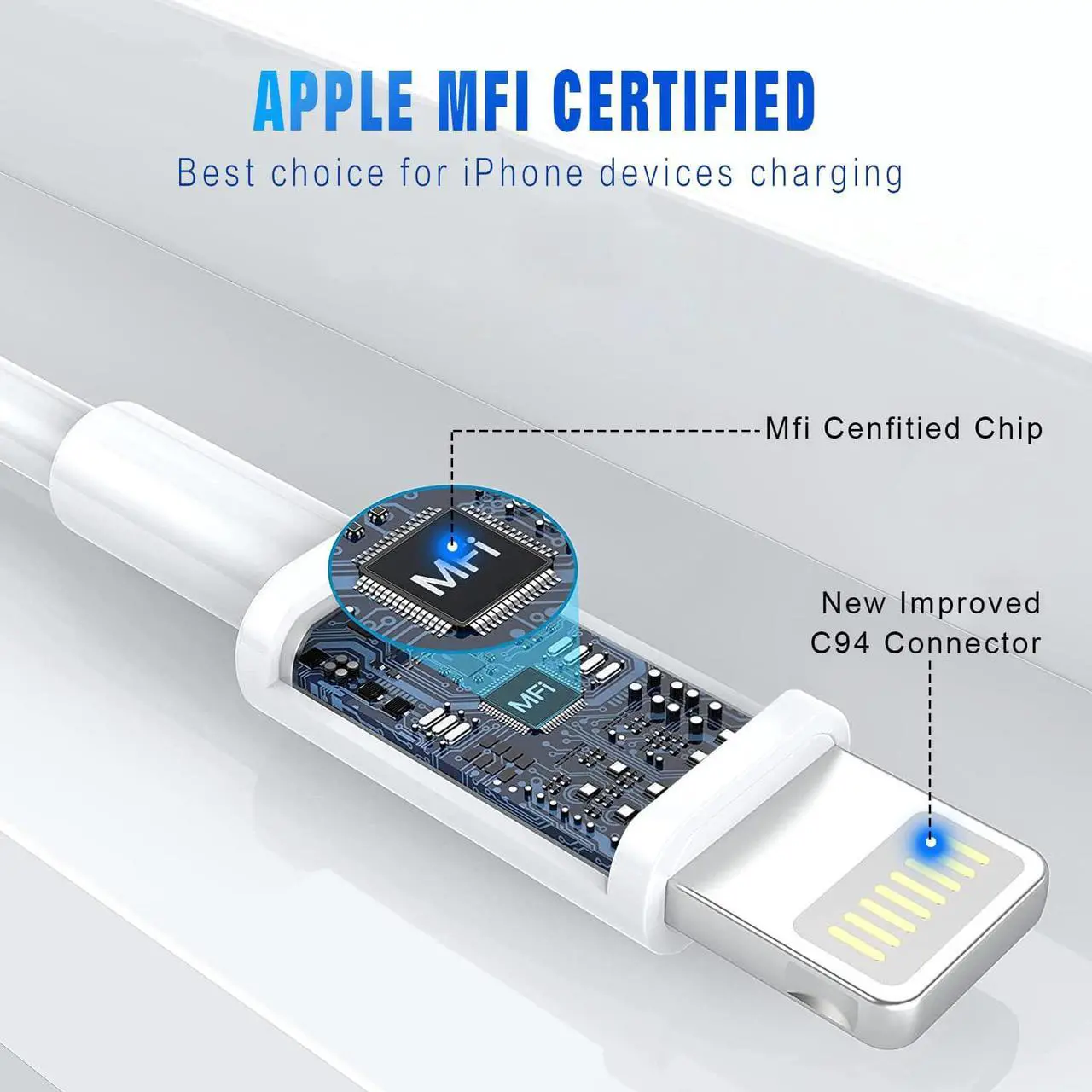 Alt view image 2 of 7 - 3 Pack  MFi Certified Charger Cable 6ft Lightning to USB Cable Cord 6 Foot 2.4A Fast Charging  Phone Long Chargers for iPhone 13/12/11/11Pro/11Max/ X/XS/XR/XS Max/8/7/6