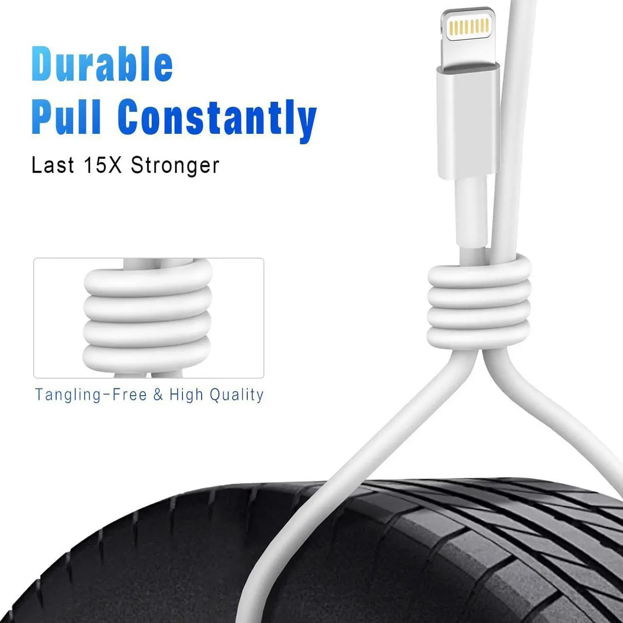 Alt view image 4 of 7 - 3 Pack  MFi Certified Charger Cable 6ft Lightning to USB Cable Cord 6 Foot 2.4A Fast Charging  Phone Long Chargers for iPhone 13/12/11/11Pro/11Max/ X/XS/XR/XS Max/8/7/6