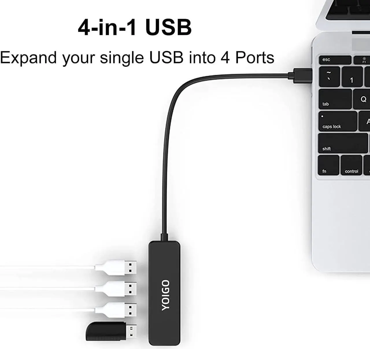 Alt view image 6 of 6 - USB hub,4 Port 2.0 USB Splitter Expander,USB hub for Laptop,MacBook,Surface Pro,PC, Flash Drive,Mobile HDD