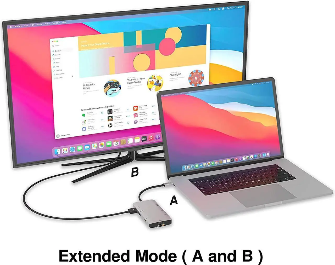 Alt view image 4 of 7 - EZQuest USB C Hub Docking Station 8 in 1 with 4K HDMI, 1 Gbit Ethernet, 3 USB A 3.0 Ports, 1 USB-C PD/Data, SD/Micro SD for Work and Travel, Compatible with MacBook/Dell/HP/Lenovo/Laptops