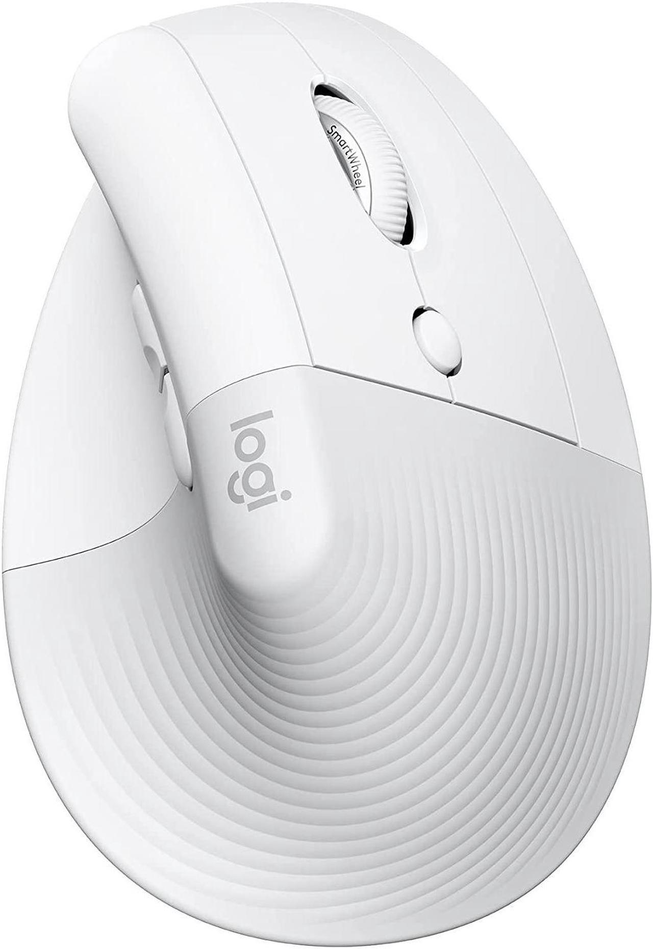 Logitech Lift Vertical Ergonomic Mouse, Wireless, Bluetooth or Logi Bolt USB receiver, Quiet clicks, 4 buttons, compatible with Windows/macOS/iPadOS, Laptop, PC - Off White