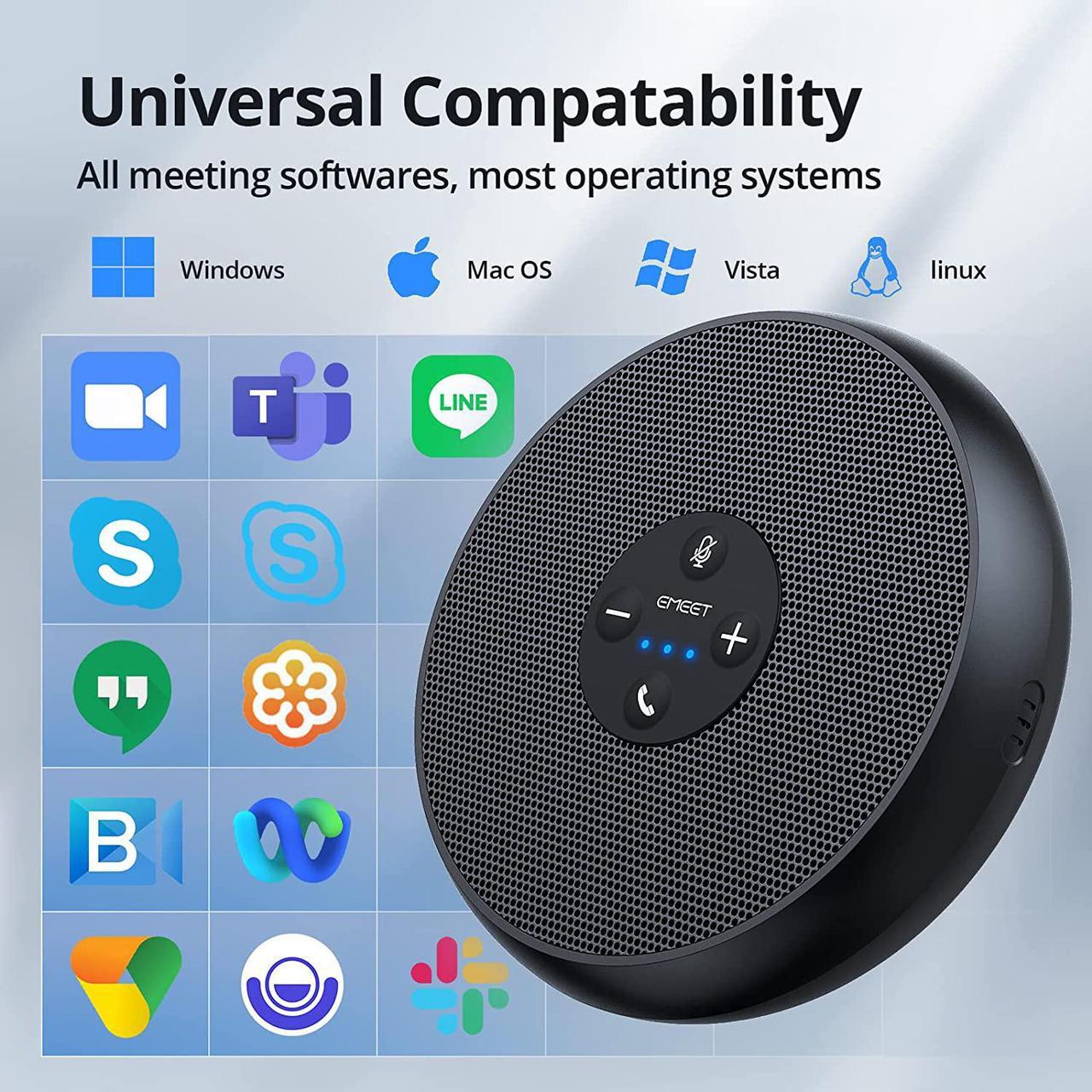 Alt view image 7 of 7 - EMEET USB Speakerphone, M1A Zoom Certified AI Mics 360°Voice Pickup USB Type C-A Plug&Play Computer Speakers with Microphone, Fast Mute Noise Reduction Echo Cancellation for 5-8 People for Zoom Teams