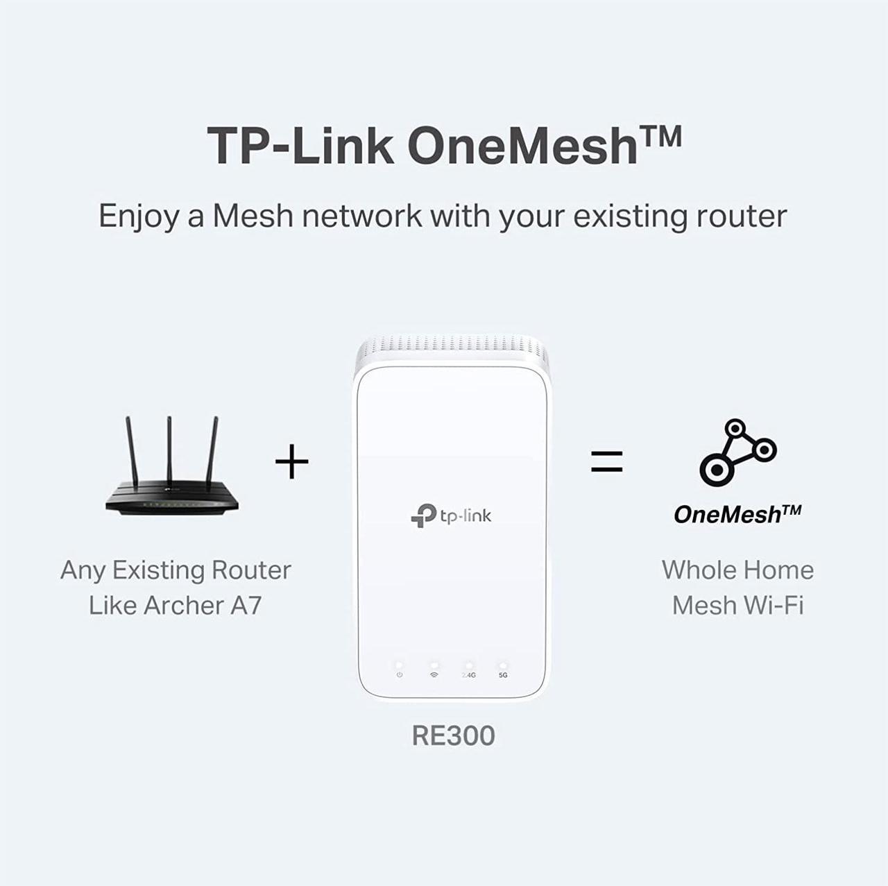 Alt view image 5 of 7 - TP-Link AC1200 WiFi Extender (RE300), Covers Up to 1500 Sq.ft and 25 Devices, Up to 1200Mbps, Supports OneMesh, Dual Band Internet Repeater, Range Booster
