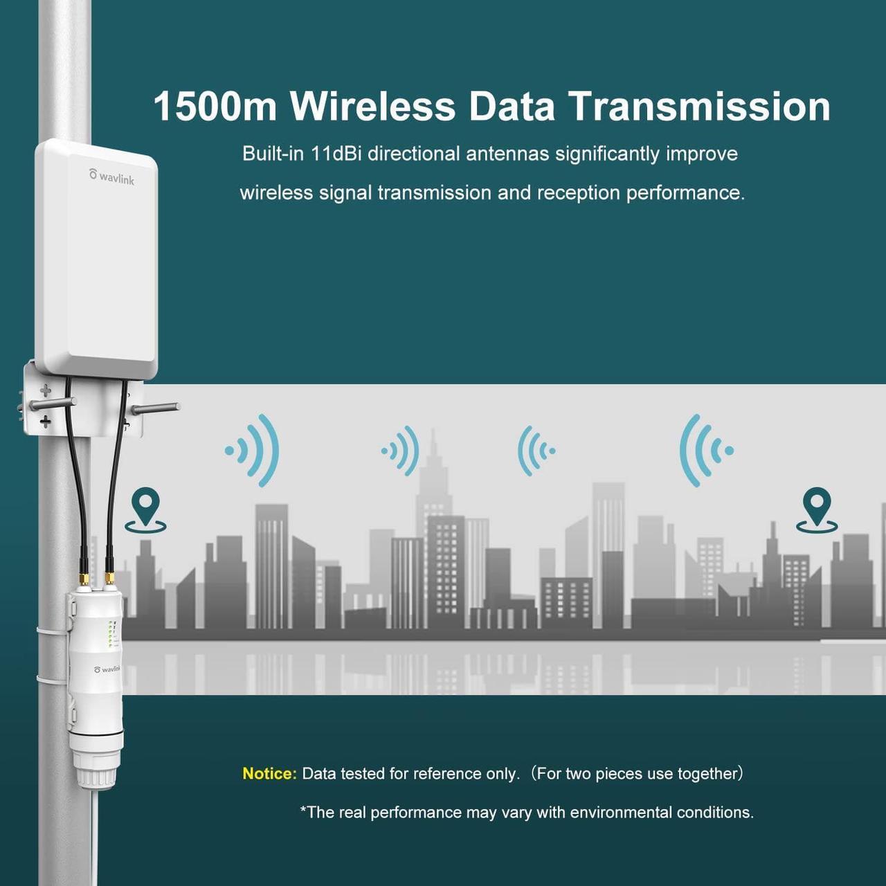 Alt view image 2 of 7 - WAVLINK Outdoor Weatherproof WiFi Range Extender,N300 Long Range Wireless WiFi AP/Router/Repeater/WISP Mode with POE,Internet Signal Booster Amplifier, Point to Point WiFi Bridge for Home