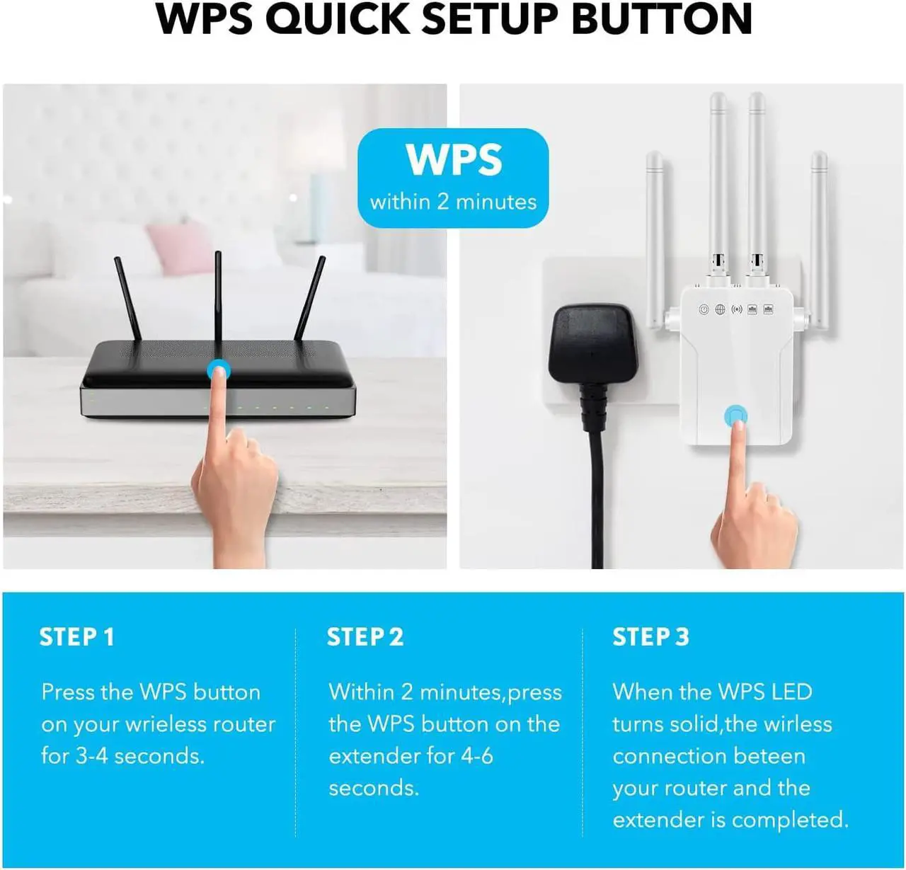 Alt view image 4 of 7 - WiFi Range Extender Signal Booster - 1200Mbps WiFi Extender Covers up to 9800sq.ft, 2.4G/5G WiFi Booster and Signal Amplifier, Wireless Internet Booster for Home, 1-Tap Quick Setup