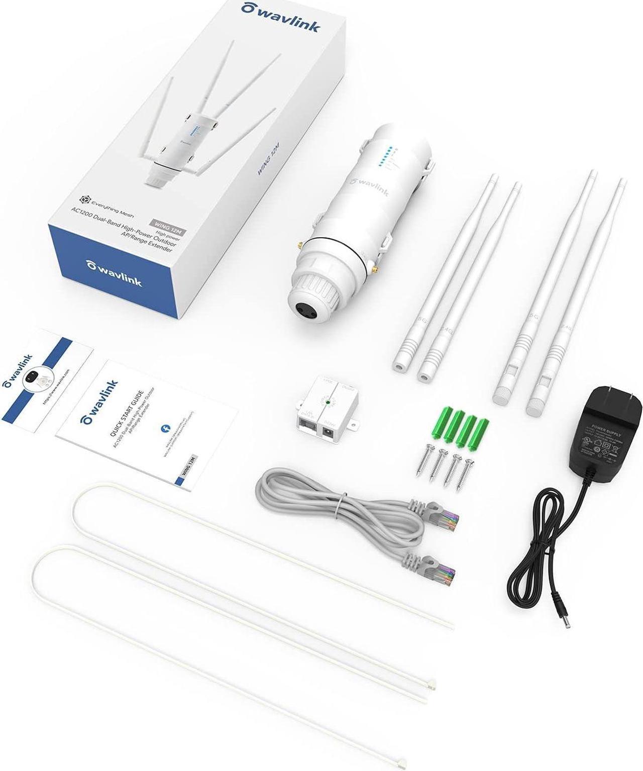 Alt view image 7 of 7 - WAVLINK AC1200 Outdoor WiFi Extender Weatherproof, Outdoor Access Point with PoE | Dual Band 2.4GHz 5GHz | Up to 64 Connections | Detachable Antennas | Router/AP/Repeater Modes for Backyard, Garage