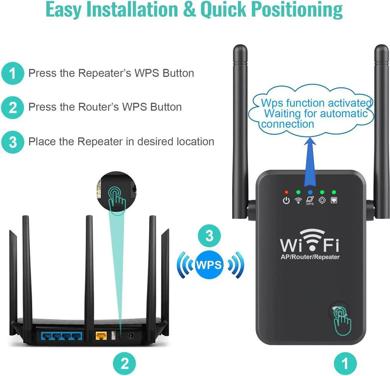 Alt view image 4 of 7 - WiFi Extender WiFi Extenders Signal Booster for Home, Single Band WiFi Range Extender, Internet Booster, Supports Access Point, Wall Plug Design