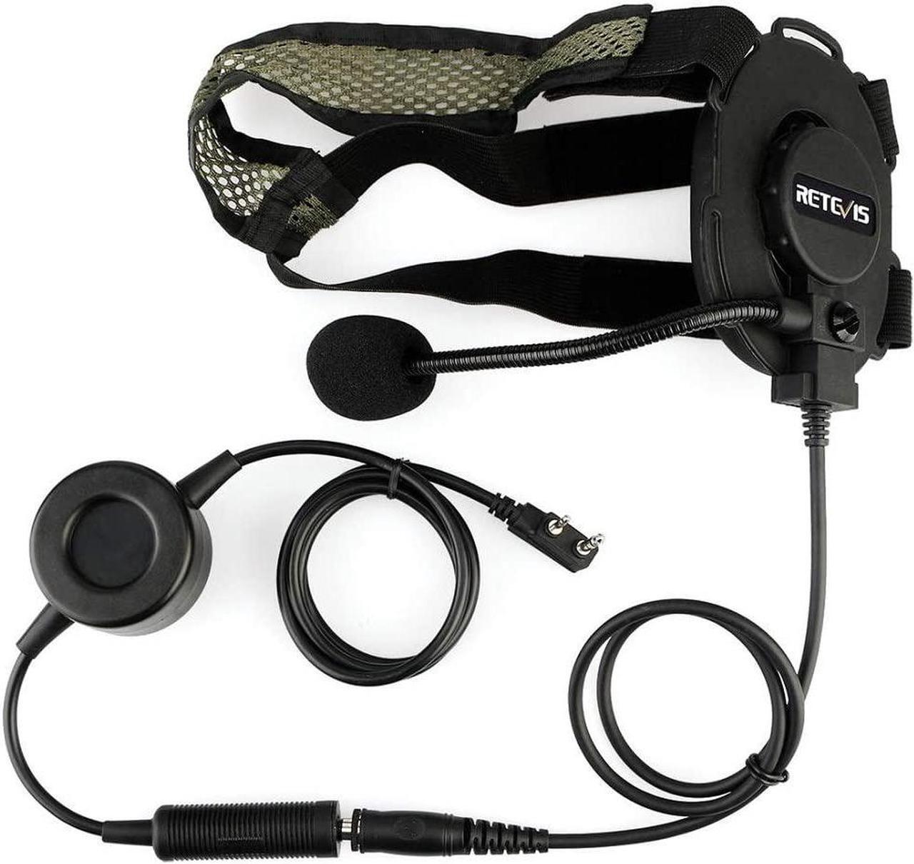 Main image of Retevis Tactical Military Walkie Talkie Headset with Mic 2 Pin, Compatible RT22 RT21 H-777 Baofeng UV-5R 888S pxton Walkie Talkie, 2 Way Radio Headphone with Big PTT, for Airsoft(1 Pack)