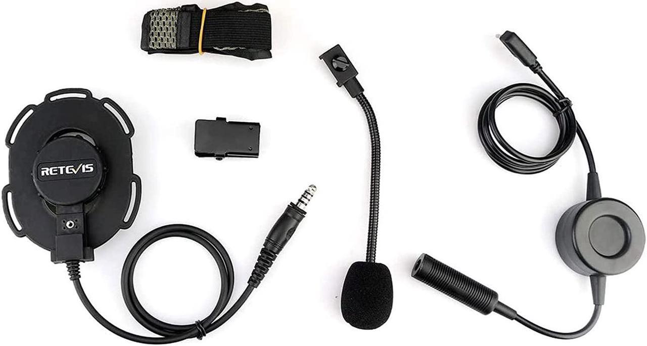 Alt view image 3 of 7 - Retevis Tactical Military Walkie Talkie Headset with Mic 2 Pin, Compatible RT22 RT21 H-777 Baofeng UV-5R 888S pxton Walkie Talkie, 2 Way Radio Headphone with Big PTT, for Airsoft(1 Pack)