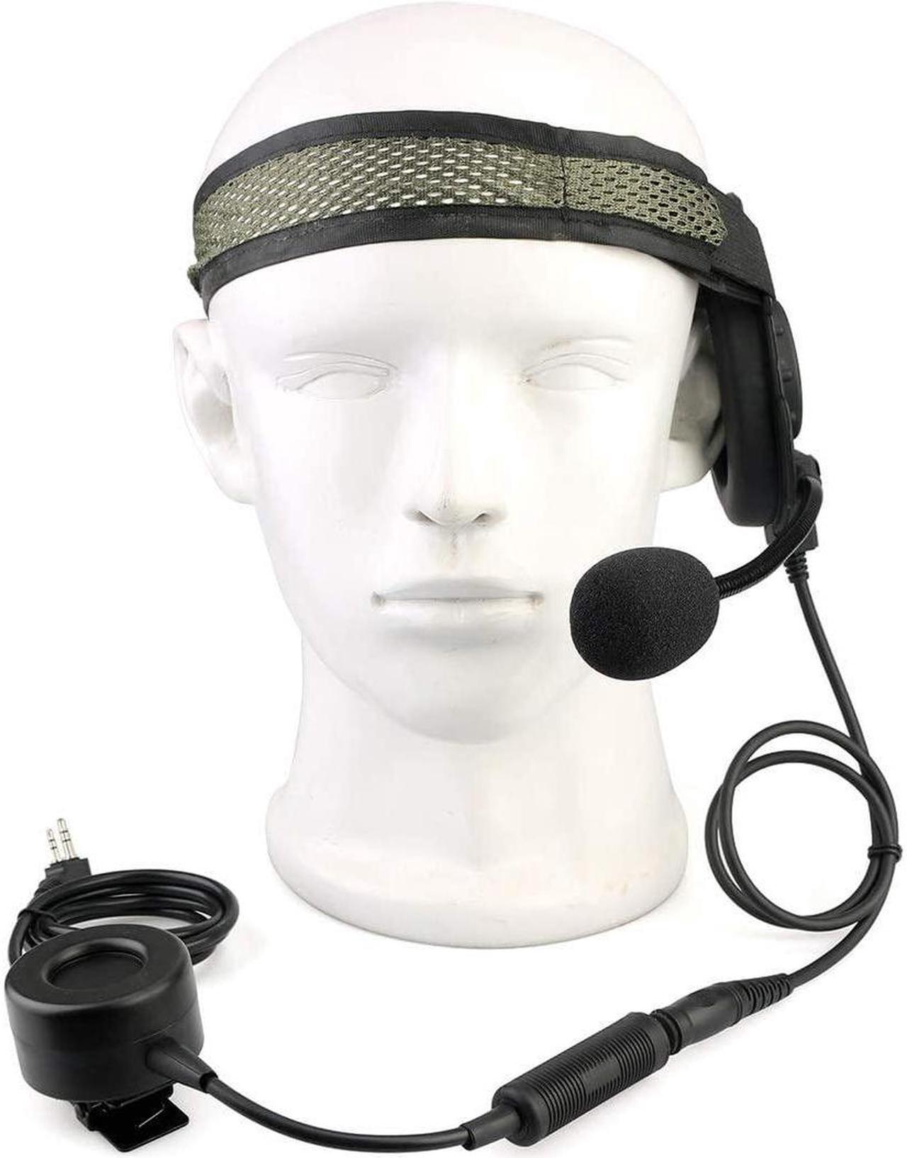 Alt view image 2 of 7 - Retevis Tactical Military Walkie Talkie Headset with Mic 2 Pin, Compatible RT22 RT21 H-777 Baofeng UV-5R 888S pxton Walkie Talkie, 2 Way Radio Headphone with Big PTT, for Airsoft(1 Pack)
