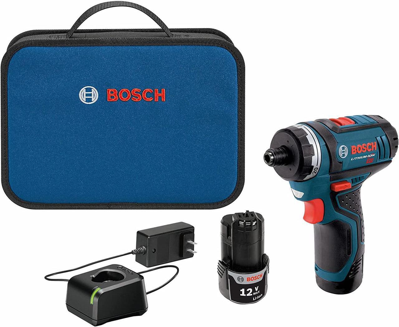 Bosch PS21-2A 12V Max 2-Speed Pocket Driver Kit with 2 Batteries, Charger and Case, Blue