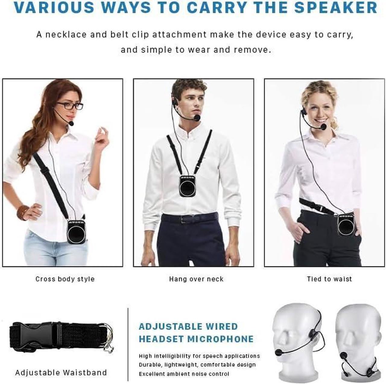 Alt view image 5 of 7 - W WINBRIDGE WB001 Portable Voice Amplifier with Headset Microphone, Personal Speaker Head Mic, Megaphone Speaker for Teachers, Elderly, Tour Guides, Coaches, Presentations, Mini PA with Wearable Mic