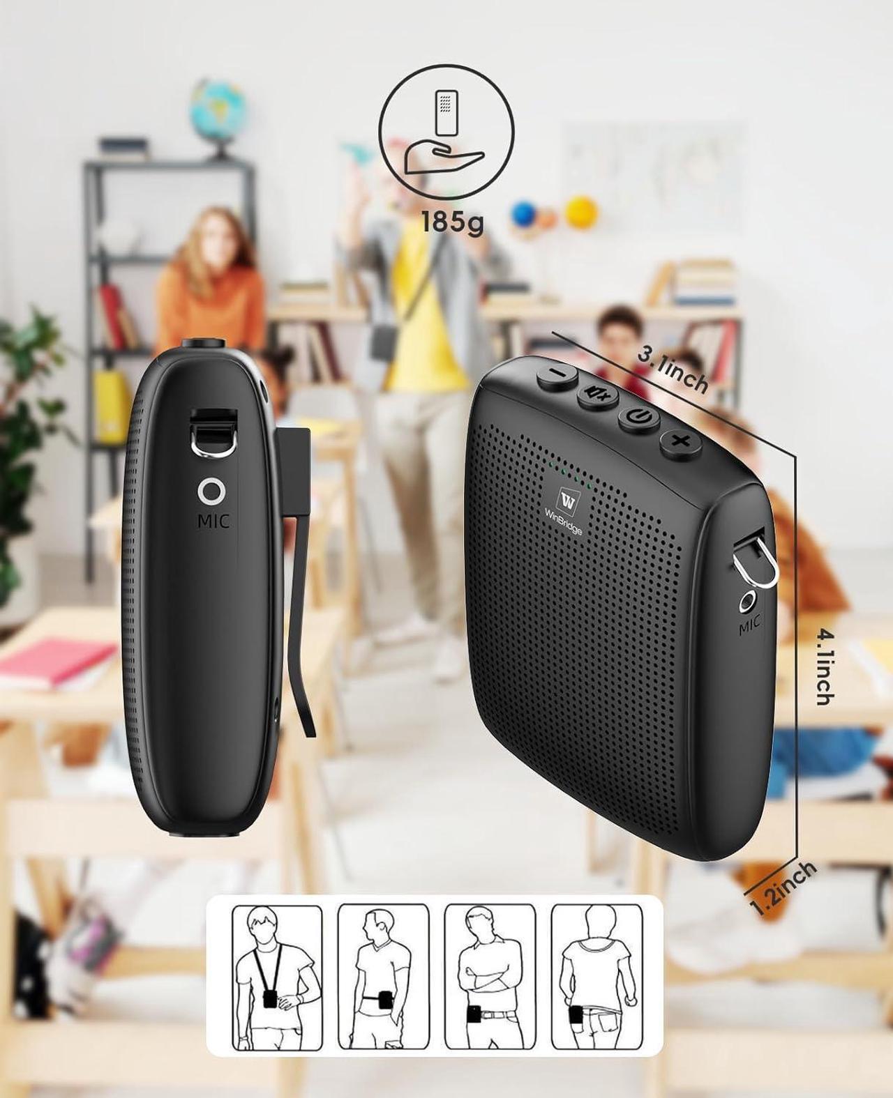 Alt view image 4 of 7 - W WINBRIDGE Mini Wireless Voice Amplifier with Two Bluetooth Microphones,Portable Megaphone Speaker Rechargeable PA System,15W 2600mAh Rechargeable Small Speaker with Headset Mic for Teachers