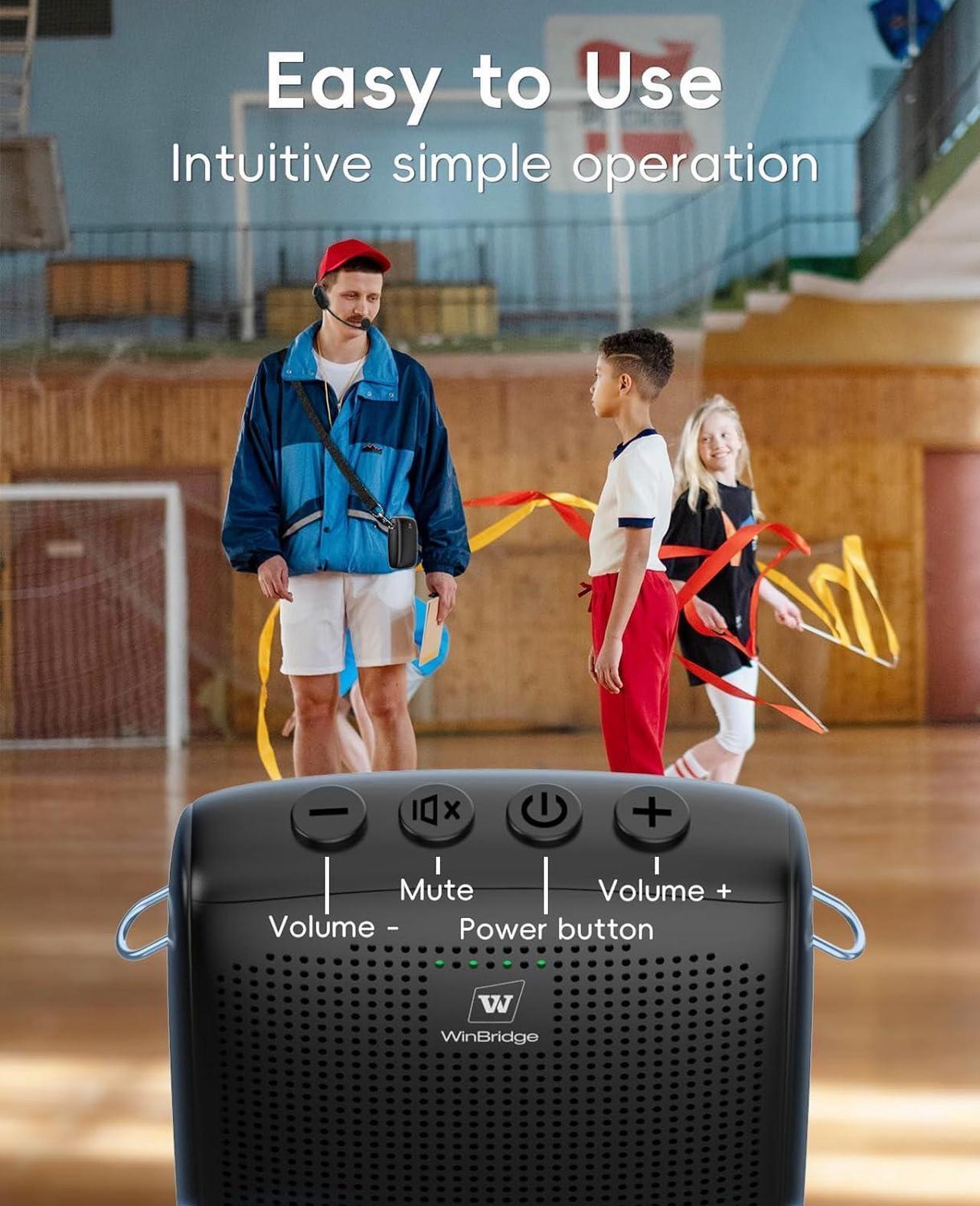 Alt view image 5 of 7 - W WINBRIDGE Mini Wireless Voice Amplifier with Two Bluetooth Microphones,Portable Megaphone Speaker Rechargeable PA System,15W 2600mAh Rechargeable Small Speaker with Headset Mic for Teachers
