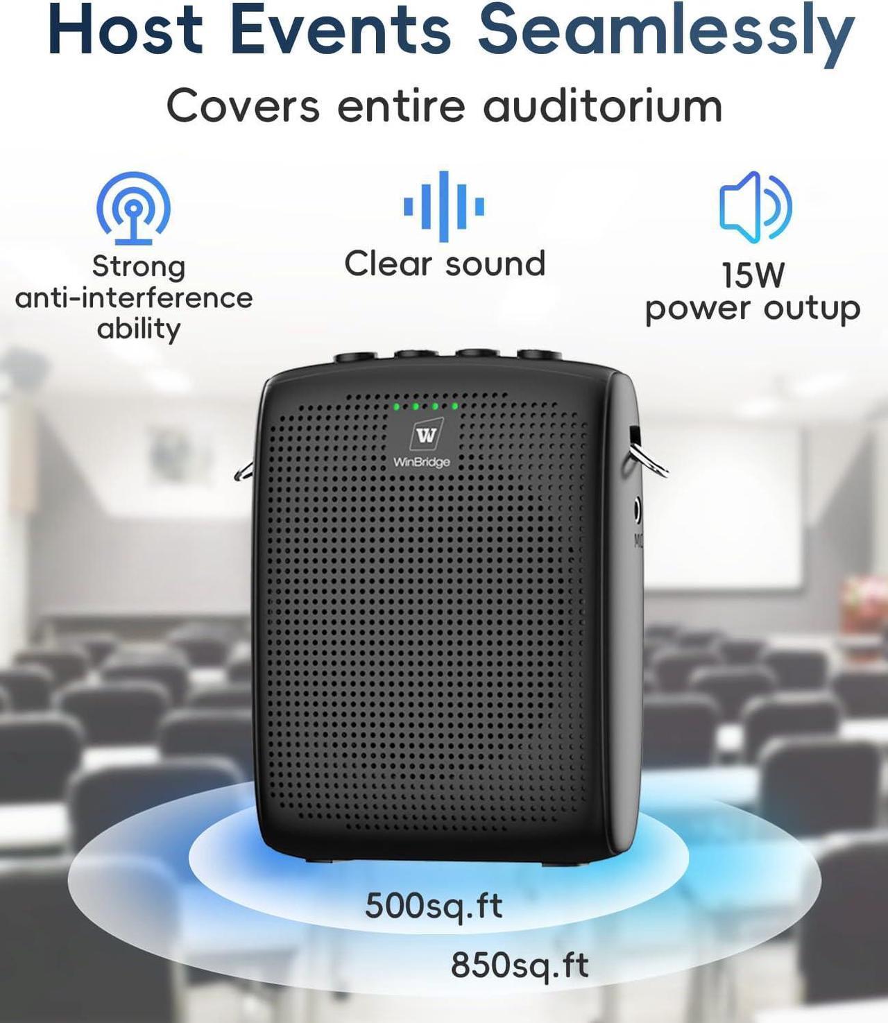 Alt view image 3 of 7 - W WINBRIDGE Mini Wireless Voice Amplifier with Two Bluetooth Microphones,Portable Megaphone Speaker Rechargeable PA System,15W 2600mAh Rechargeable Small Speaker with Headset Mic for Teachers