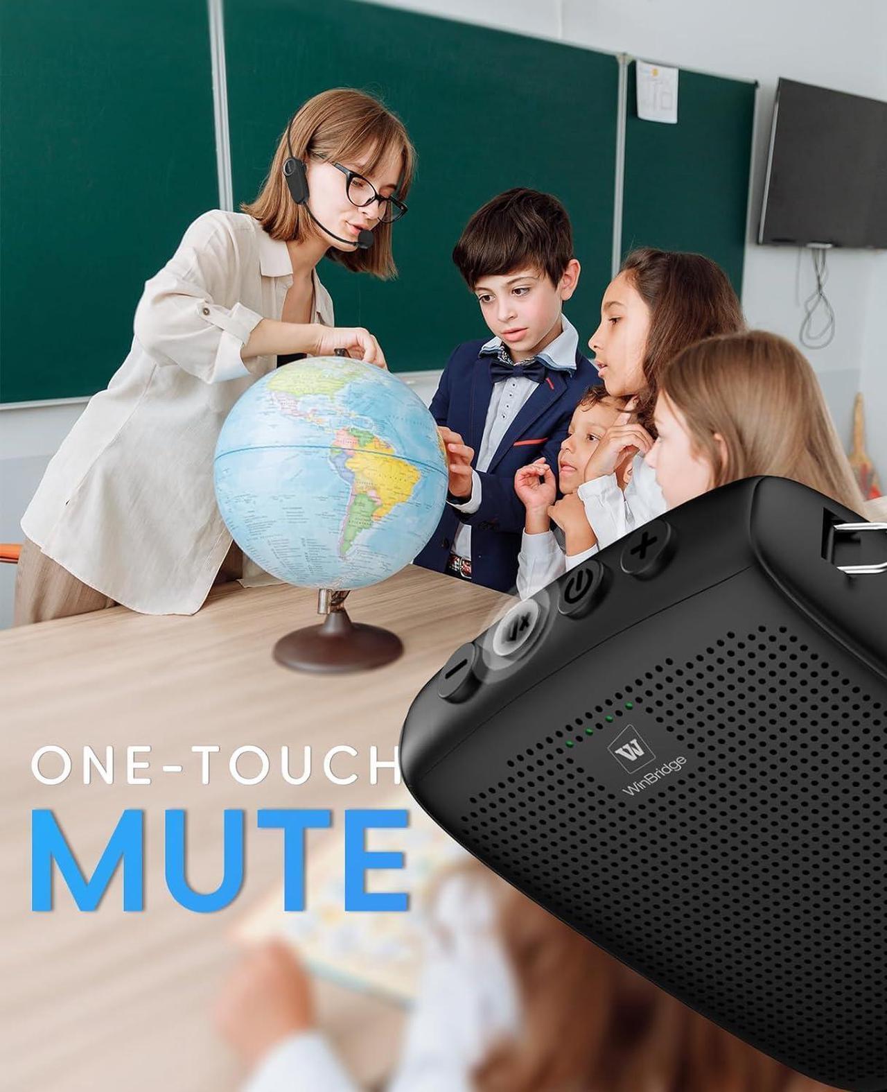 Alt view image 6 of 7 - W WINBRIDGE Mini Wireless Voice Amplifier with Two Bluetooth Microphones,Portable Megaphone Speaker Rechargeable PA System,15W 2600mAh Rechargeable Small Speaker with Headset Mic for Teachers