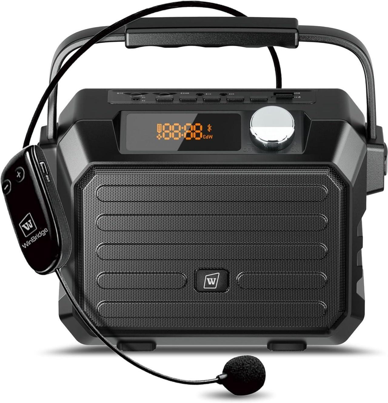 Main image of W WINBRIDGE Wireless Voice Amplifier for Teachers, 30W Portable PA System with UHF Headset Microphone & Bluetooth Speaker, for Classroom, Fitness Instructors, Public Speaking, TWS, FM, Recording, H5
