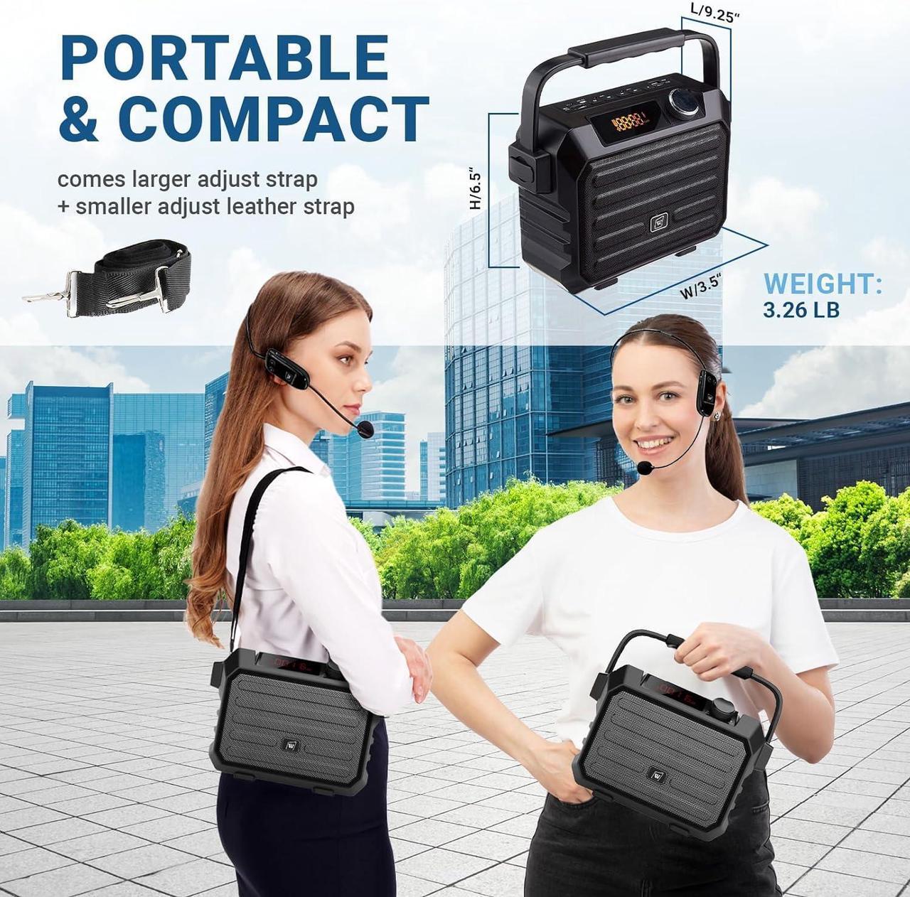 Alt view image 3 of 7 - W WINBRIDGE Wireless Voice Amplifier for Teachers, 30W Portable PA System with UHF Headset Microphone & Bluetooth Speaker, for Classroom, Fitness Instructors, Public Speaking, TWS, FM, Recording, H5