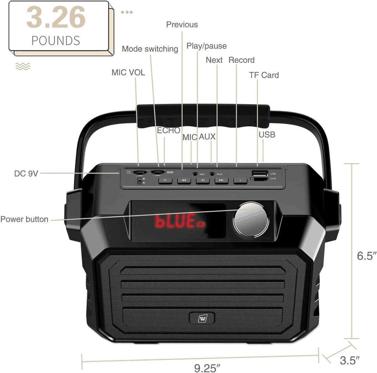Alt view image 5 of 7 - W WINBRIDGE Wireless Voice Amplifier for Teachers, 30W Portable PA System with UHF Headset Microphone & Bluetooth Speaker, for Classroom, Fitness Instructors, Public Speaking, TWS, FM, Recording, H5