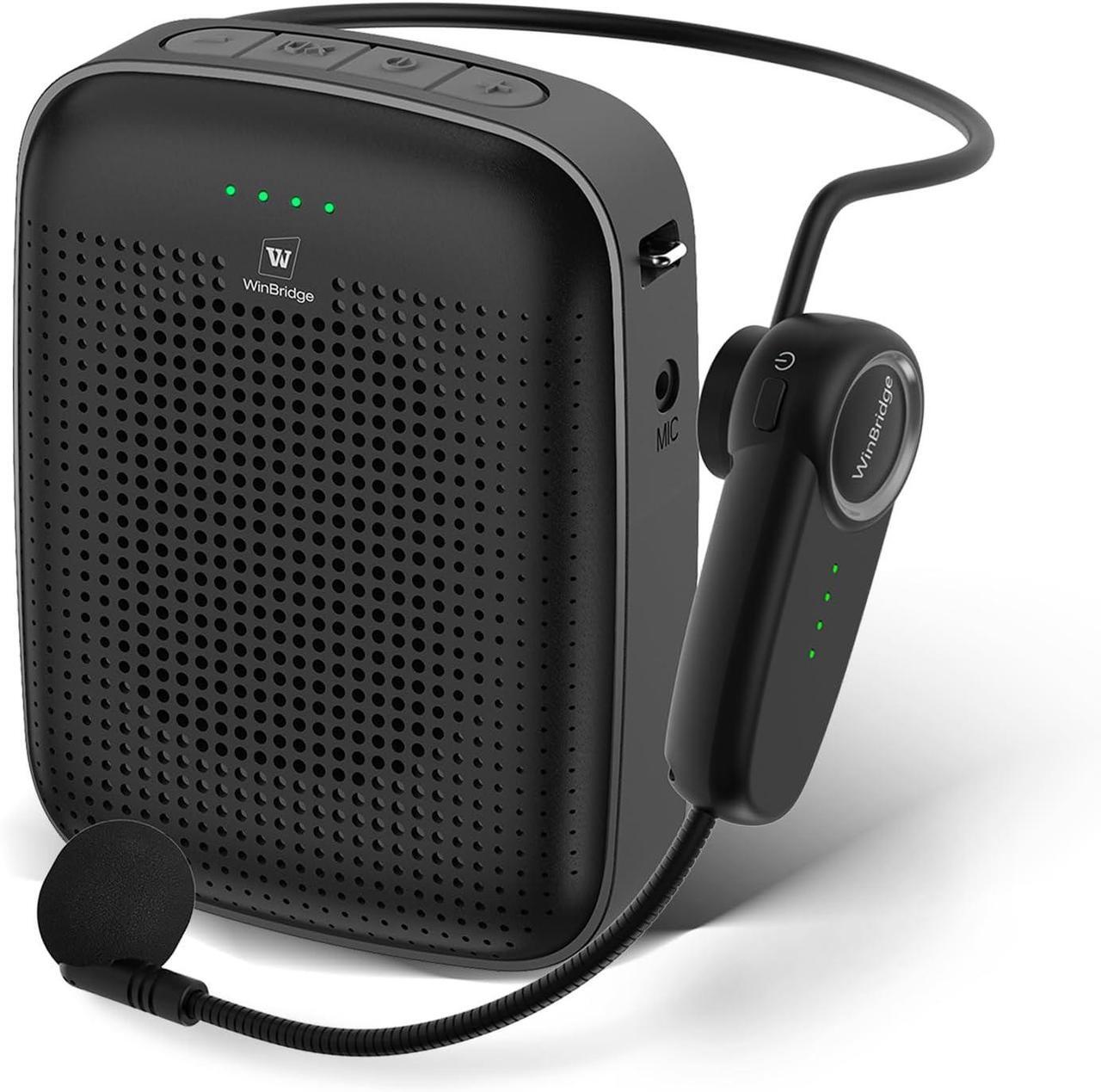 Main image of W WINBRIDGE 00000Wireless Bluetooth Voice Amplifier for Teachers  15W Portable Mini Amplifier with Wireless Microphone Headset, Personal Mic for Classroom, Teaching, Training & Public Speaking  A002