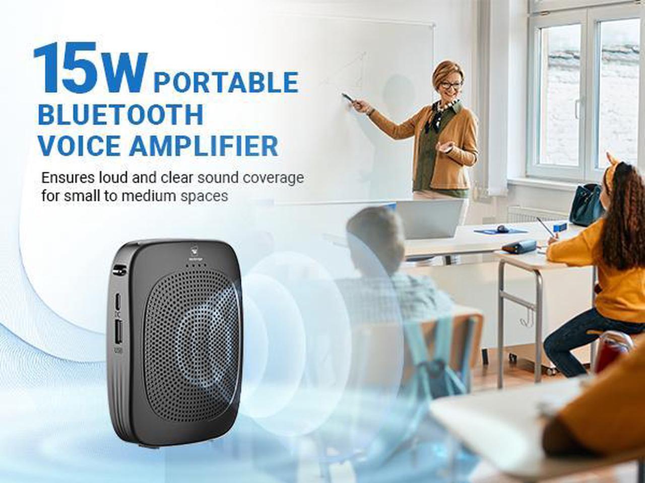Alt view image 5 of 7 - W WINBRIDGE Wireless Voice Amplifier with Headset Microphone,Personal Wireless Bluetooth Amplifier with Mic,Teachers Microphone Wireless,Mini Megaphone Speaker,Portable PA System for Classroom C002