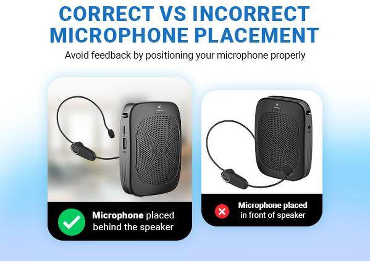 Alt view image 3 of 7 - W WINBRIDGE Wireless Voice Amplifier with Headset Microphone,Personal Wireless Bluetooth Amplifier with Mic,Teachers Microphone Wireless,Mini Megaphone Speaker,Portable PA System for Classroom C002
