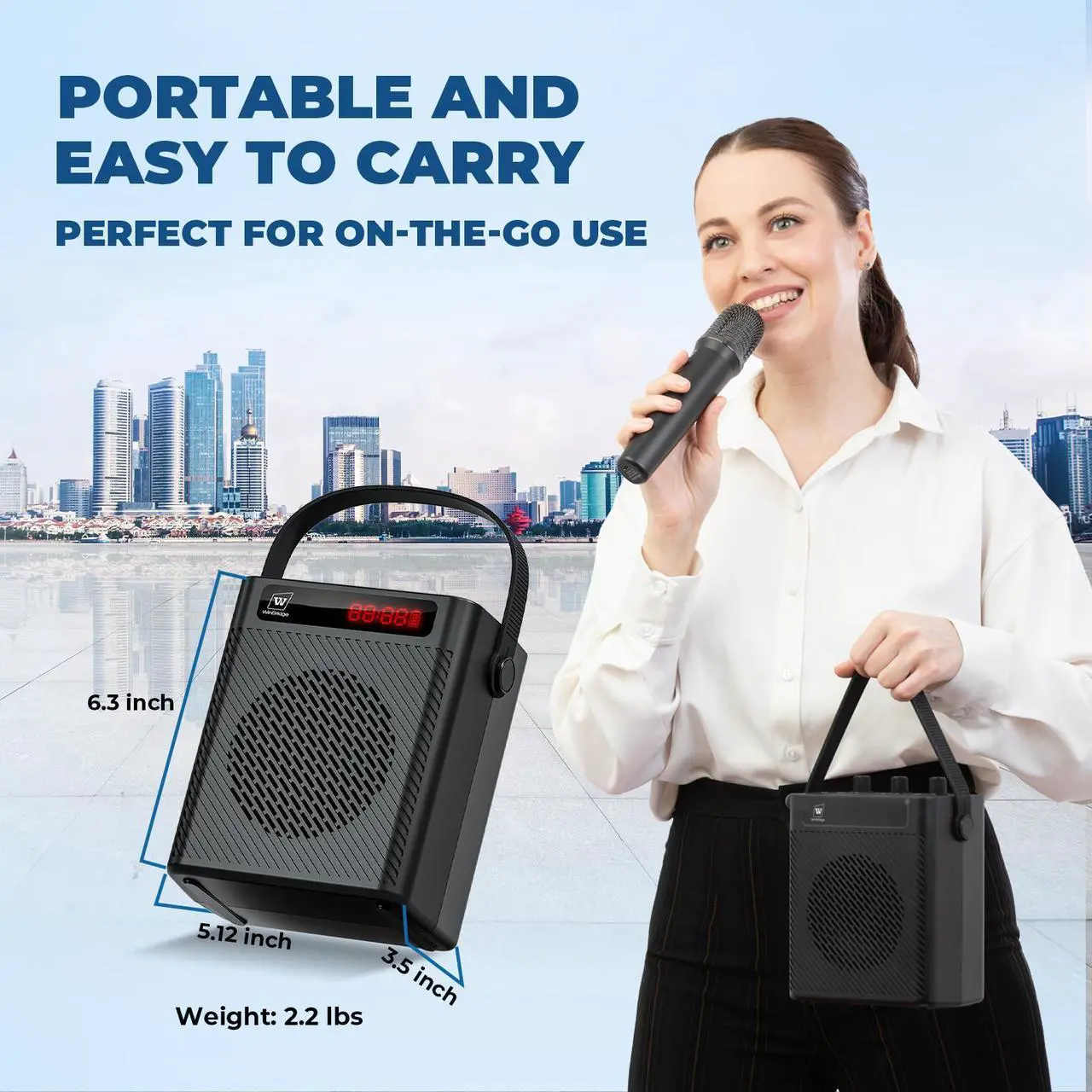Alt view image 3 of 7 - W WINBRIDGE Voice Amplifier with Wireless Microphone & Speaker - Portable Mini Bluetooth PA System with Handheld Mic, 30W Ultra-Light Rechargeable Megaphone for Teachers, Speech & Events - S93 Pro