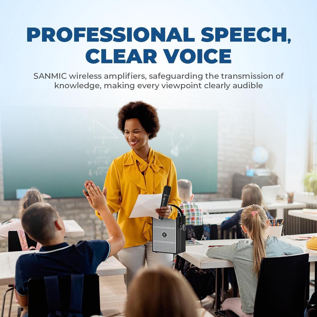 Alt view image 6 of 7 - W WINBRIDGE Wireless Voice Amplifier with Handheld Microphone, Portable Bluetooth Speaker Microphones with Teachers, Wireless Karaoke Mic for Singing, PA System with Echo & Sound Effects S98 Pro